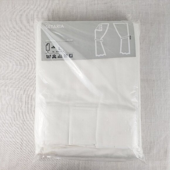 Ikea Setaria Pair of 2 Panels NEW Off-White Cotton Twill Curtains 55"x118" - Picture 1 of 8